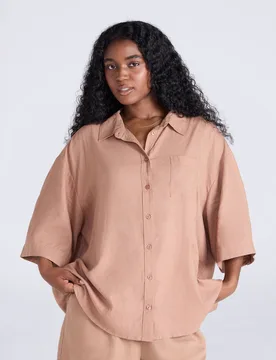 Nova Womens Linen Shirt - Brown - Brown - Size: 8 - Animal - FashionsVida