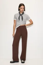 Smart High-Waist Straight-Leg Trousers (Size: )