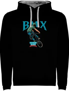 Felpa Con Cappuccio Bmx Extreme Bicolor Black / Grey - Kruskis - FashionsVida