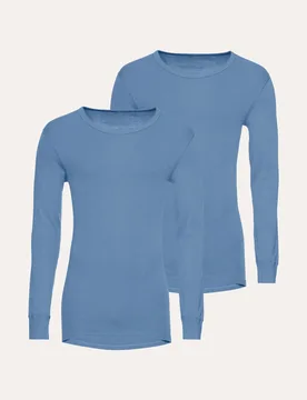 Thermo-Langarmshirt 2er-Pack, #normale Größen, Farbe Blau, 9(3XL), reine Baumwolle Thermo-Effekt Herren - Walbusch - FashionsVida