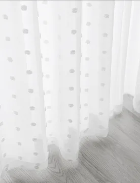 Panel o 2 paneles de cortina traslúcida con bolas esponjosas de lunares blancos, de estilo minimalista moderno, con diseño de bolsillo para barra, l - Shein - FashionsVida