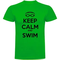 Keep Calm And Swim Short Sleeve T-shirt Green 3XL Men