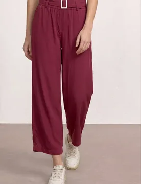 Wide Leg Hose mit Gürteldetail female Rot - Street One - FashionsVida