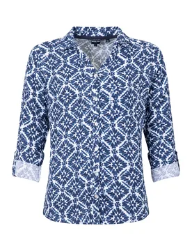 Weird Fish Syona Double Cloth Printed Shirt Size 18 - holiday-shop holiday-shop womens-summer-shop new-arrivals offers all-offers offers womens-offers - Twilight - FashionsVida
