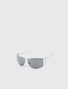 Herren Piloten-Sonnenbrille Mit Metallrahmen Silver - boohooMAN - FashionsVida