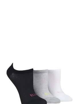 Pair Black / Grey / White Sport Mesh Bamboo No Show Socks Ladies 4-8 Ladies - - Assorted - Size: Small - ELLE - FashionsVida