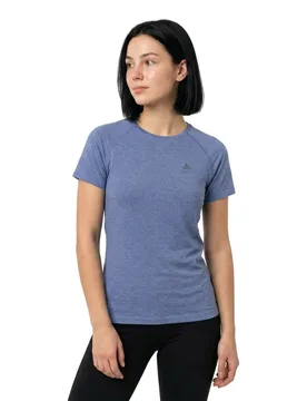 Crew Essential Seamless Short Sleeve T-shirt Persian Jewel Melange L Women - Odlo - FashionsVida