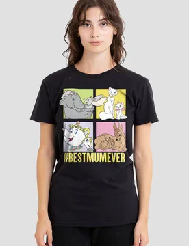 Aristocats Mother's Day BestMumEver With Dumbo, Bambi T-Shirt, Black - Black - Size: M - Disney - FashionsVida