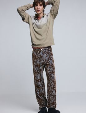 Pantalón recto texturas, Hombre, MarróN, 28