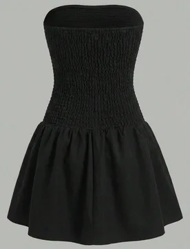 Vestido casual mini de línea A con parte superior de tubo a rayas azul y blanco y cintura fruncida para adolescentes, ideal para vacaciones - Shein - FashionsVida