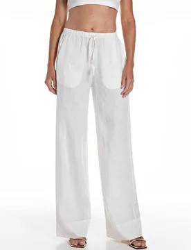 Pantalón ancho de mujer de lino con cordón - Replay - FashionsVida