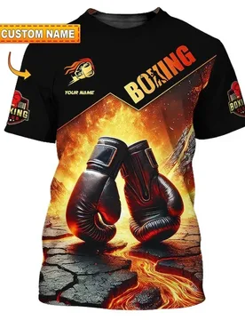 Boxing glove printed T-shirt, men's clothing, DIY personalized name crewneck T-shirt, Harajuku Flame fashionable casual wear - Aliexpress - FashionsVida