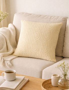 Fodera per cuscino con motivo geometrico - beige