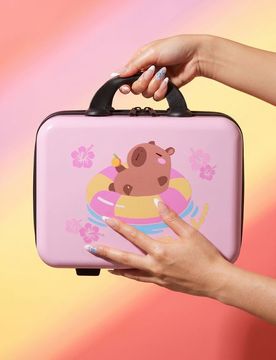 Beauty case rigido con capibara - rosa