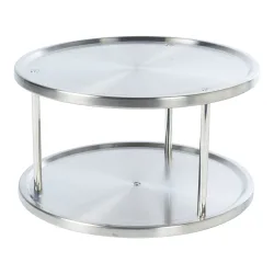 Gewürzregal-Schrankrondell "Doppeldecker", Edelstahl, drehbar, stehend silber