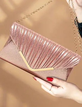 Bolso de mano plegado brillante y de moda para mujeres, elegante y lujoso bolso de fiesta, cartera perfecta para chicas de fiesta, novias, estudiantes - Shein - FashionsVida