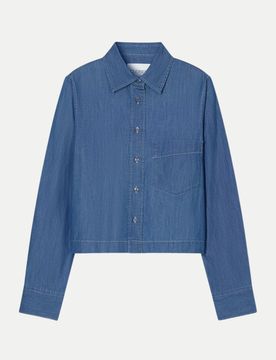 Closed Cropped Jeansbluse Blau M