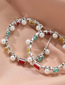 Colorful Circle C Hoop Earrings for Teens Trend 2026 Pearl Luxury Piercing Fine Women Square Crystal Jewelry Party Gift Vintage - Aliexpress - FashionsVida