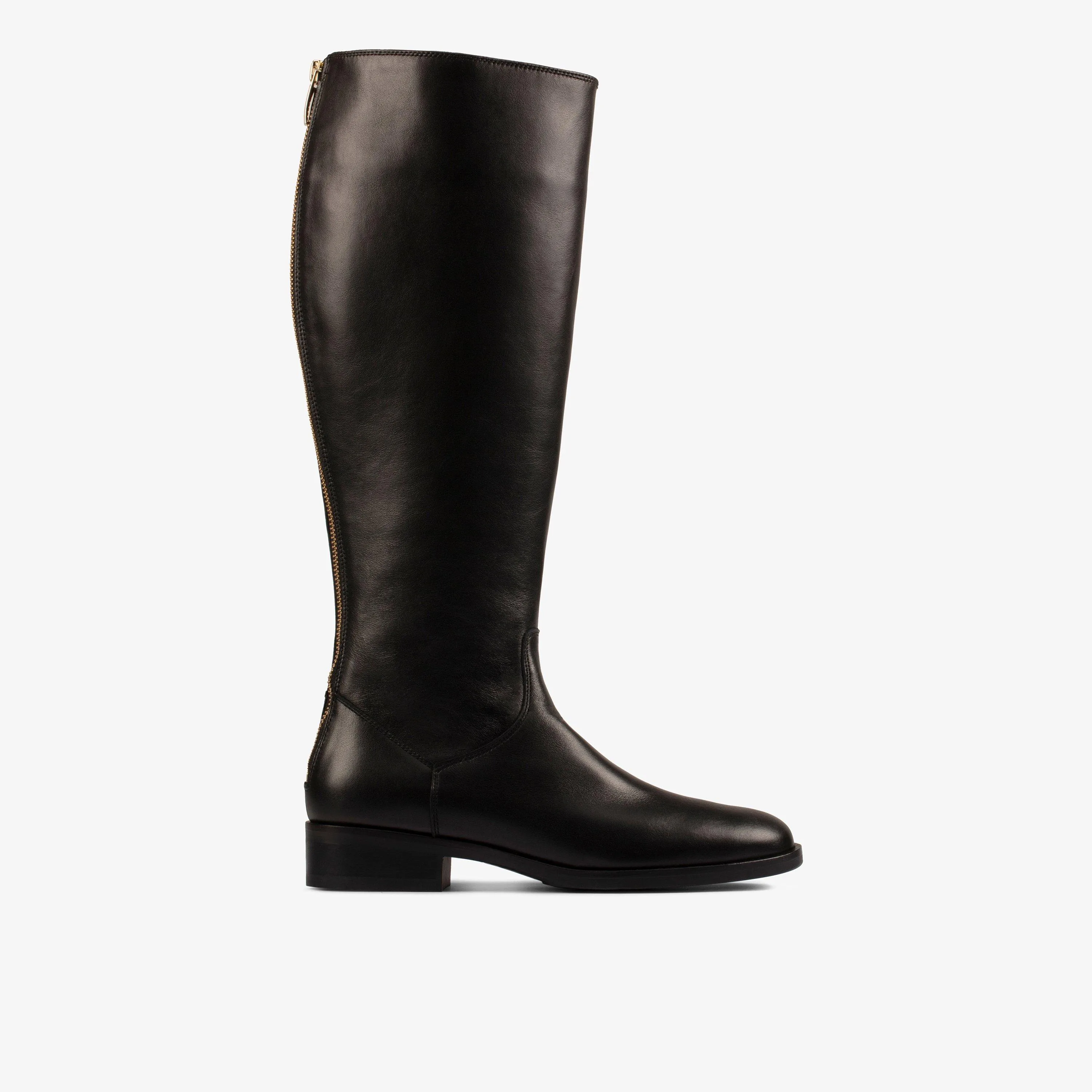 Womens Pure Ride Black Leather Boots - Size Uk 7 - Clarks - FashionsVida