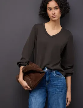 Silk-Look Shirt female Braun - Street One - FashionsVida