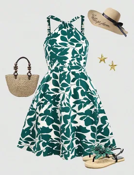 Vestido de una pieza de estilo europeo y americano para adolescentes, de elegante escote colgante, cintura impresa, ajuste ceñido, elegante y adecuad - Shein - FashionsVida