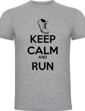 Keep Calm And Run Short Sleeve T-shirt Heather Grey L Men - Kruskis - FashionsVida