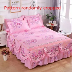 Piezas Faldón de cama con en abanico con 2 piezas Fundas de almohada Set , absorbe sudor con transpirable , lavable en lavadora , espesado , cepillad