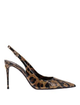 Slingback in pelle con stampa