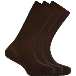 Pack de 3 pares de calcetines en algodón mercerizado de hombre cortos lisos en color marrón