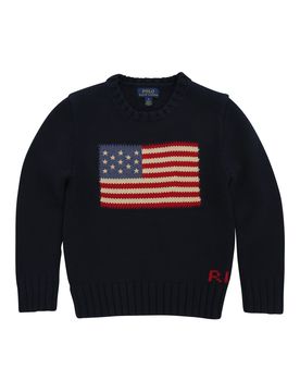 Maglione con bandiera intarsiata