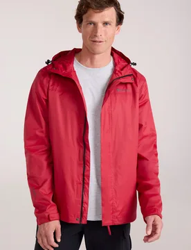 Torrent' Mens Rain Jacket With Zipped Pockets Waterproof Adjustable Hem Dark Red - Size X-Large - Mountain Warehouse - FashionsVida
