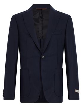 Single-Breasted Wool-Silk Jacket with Lance Collar