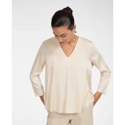 Blusa de mujer de satén de viscosa elástica ajuste evasé sin cierre