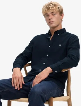 Superdry Herren Klassisches Oxford-hemd mit Langen Ärmeln Navy - Größe: Xxl - 64.99 - FashionsVida