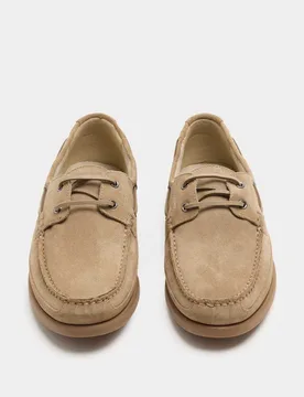 M&S Suede Deck Shoes Stone male - M&S - FashionsVida