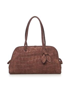 Borsa da bowling in pelle scamosciata