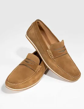 Leather Slip On Moccasins Tan male - Jones Bootmaker - FashionsVida