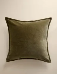 Pure Cotton Velvet Cushion Cover Olive