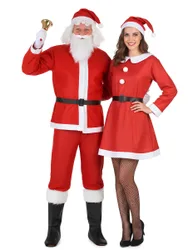 Weihnachtsmann und Weihnachtsfrau-Paarkostüm Weihnachten rot-weiss