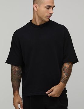 Herren Übergroßes Gestricktes Oberteil Aus Baumwollmischung Black Größe XL