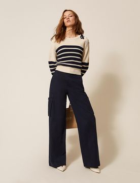 Pantalon cargo ample en gabardine