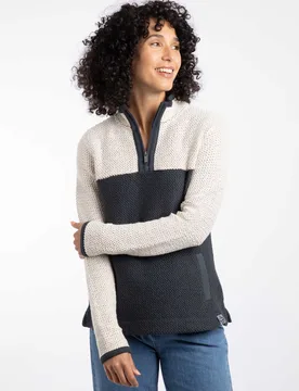 Isla Womens 1/4 Zip Colour Block Macaroni - - Size: 20 - Weird Fish - FashionsVida