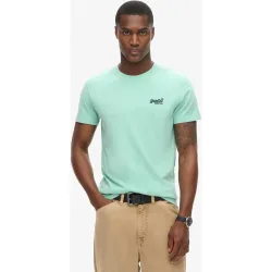 Camiseta de hombre de algodón orgánico bordada con el logotipo Vintage Logo