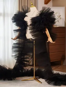 Chal/Envolvente de malla estilo europeo y americano para novia, ideal para anfitriona de fiesta de boda, con cola para disfraces de Halloween y ropa d - Shein - FashionsVida