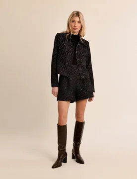 Chaqueta de mujer corta en tejido tweed - Molly Bracken - FashionsVida