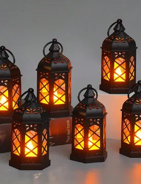 Set de luces de vela LED estilo marroquí, luces de vela electrónicas, faroles, velas falsas, candelabros europeos retro, luces de caballo LED para d - Shein - FashionsVida
