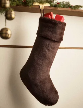 M&S Faux Fur Hanging Stocking Brown - M&S - FashionsVida