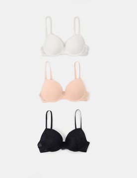 Reggiseni push-up con rete set 3 pezzi - multicolor