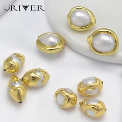 Pcs Brass Oval Irregular Bead for Diy Bracelet Necklace Keychain Making Supplies Natural Pearl Material Jewelry Accessories
