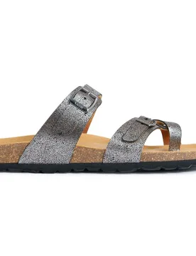 Womens Vegan Garlic Comfort Footbed Sandals - Metallic - Size Uk 4 - V.gan - FashionsVida